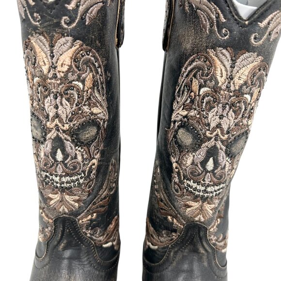NWOB Old Gringo Dulce Calavera Skull Embroidered Leather Cowboy Boots - Picture 5 of 9